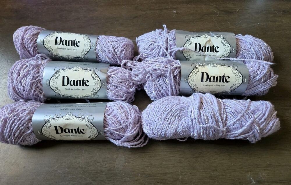 Vintage Lot Berroco Dante Fancy Nubby Yarn Rayon Cotton Blend Lavender